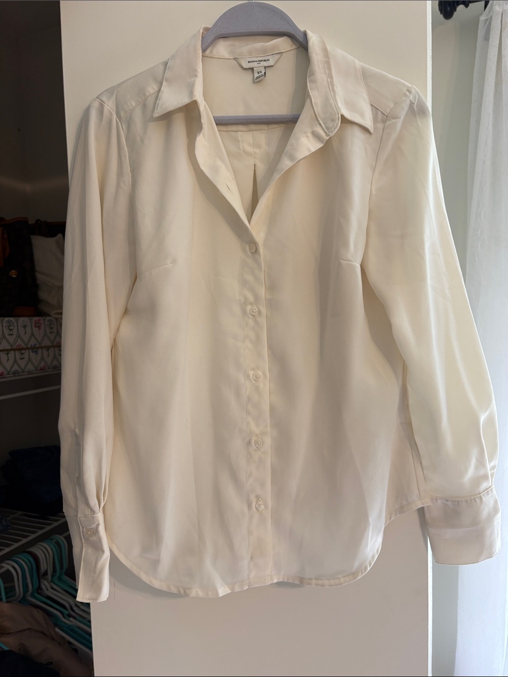 Banana Republic Cream Button-Down Silk Blouse